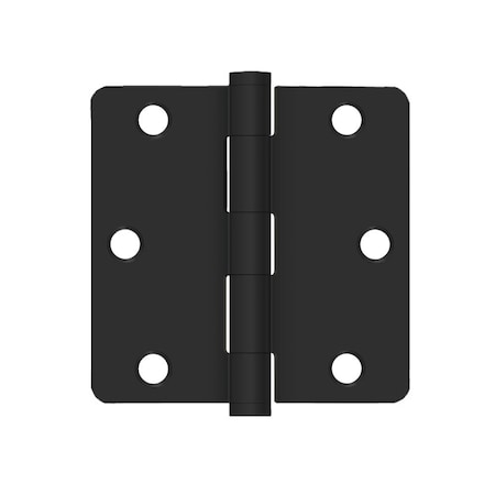 Deltana 3-1/2 x 3-1/2 x 1/4 Radius Stainless Steel Hinge Paint Black Finish SS35R41B